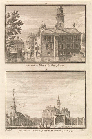 View of Huis te Werve, Rijswijk and the Huis Klein Matenes, Voorburg, Hendrik Spilman, 1757 Canvas Print