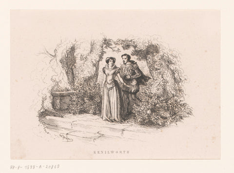 Couple in a Garden, Charles Emile Jacque, 1844 Canvas Print