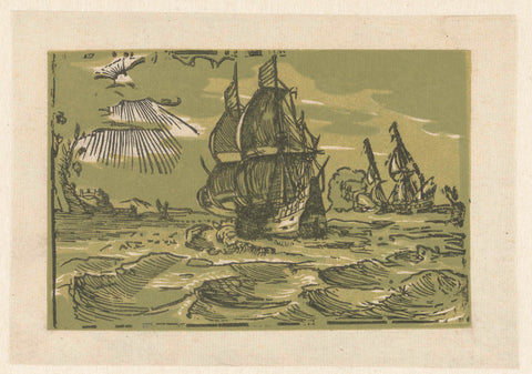 Ships off a coast, Hendrick Goltzius (attributed to), 1585 - 1588 Canvas Print