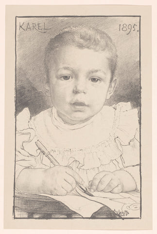 Portrait of an unknown boy, named Karel, Jan Visser (1856-1938), 1895 Canvas Print