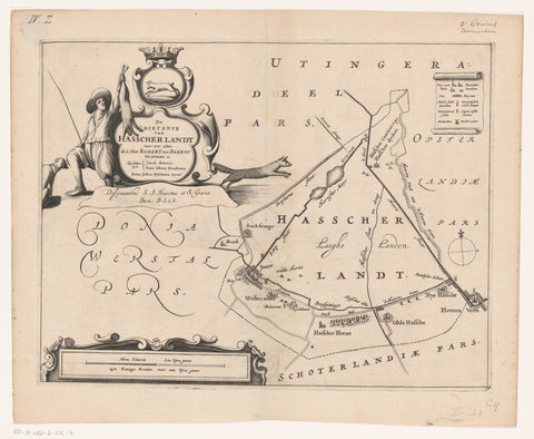 Map of the grietenij Haskerland, Jacob van Meurs (possibly), 1664 Canvas Print