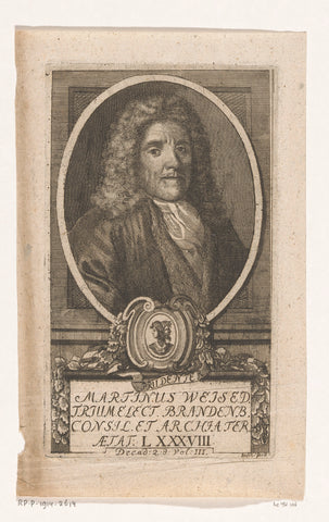 Portrait of Martin Weise, Georg Paul Busch, 1724 Canvas Print