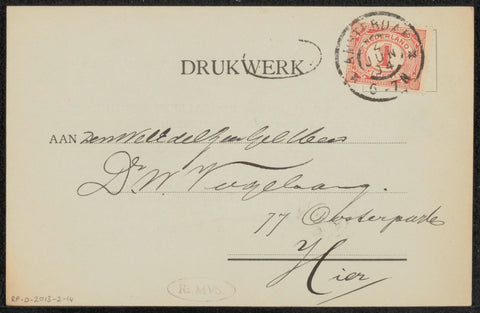 Postcard to Willem Vogelsang, Engelbertus van Essen, 1904 Canvas Print