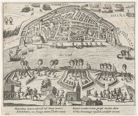 Nijmegen shot by Maurits from Knodsenburg, 1590, anonymous, 1613 - 1615 Canvas Print