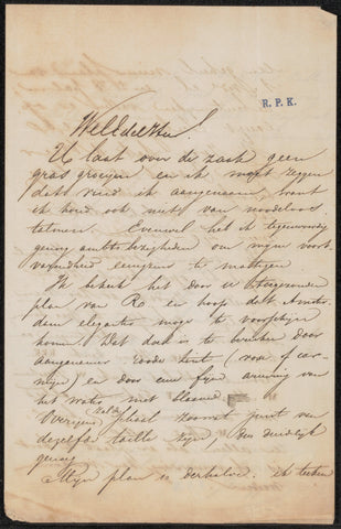 Letter to Alberto Caramelli, Jacob Kuyper (1821-1908), 1865 Canvas Print