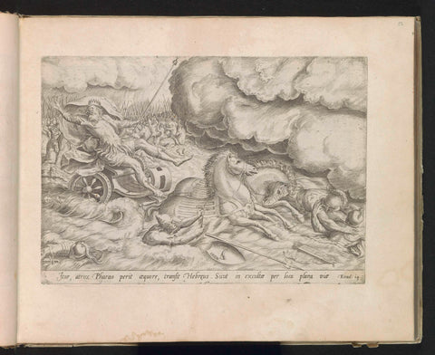 Destruction of the Egyptian army in the Red Sea, Johannes Wierix, 1585 Canvas Print