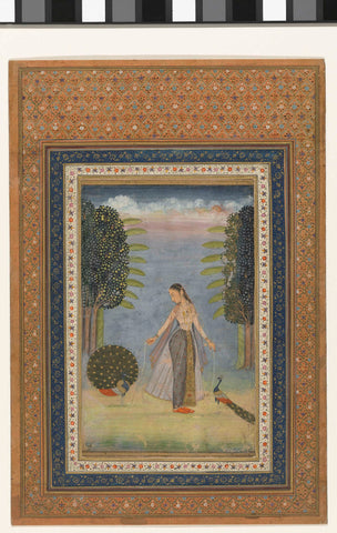 Kakubha ragini: a Forlorn Lady walking amongst Peacocks, anonymous, c. 1775 - 1799 Canvas Print