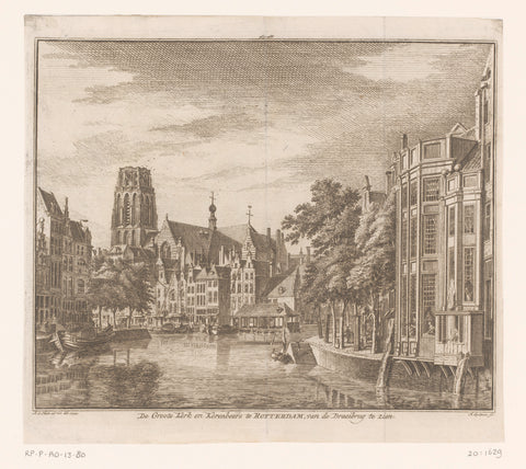 View of the Grote of Sint-Laurenskerk and the Korenbeurs in Rotterdam, 1744, Hendrik Spilman, 1757 - 1792 Canvas Print