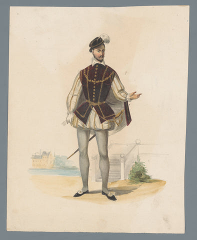 Costume print of a nobleman, anonymous, 1840 - 1850 Canvas Print