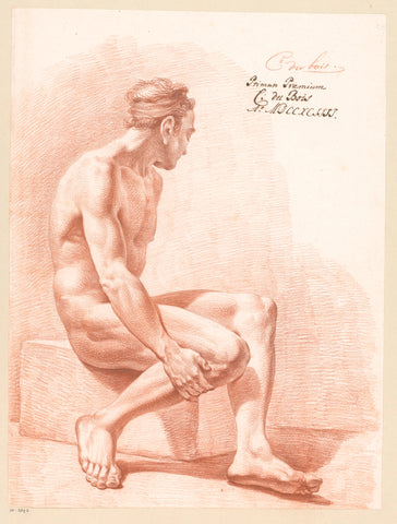 Seated male nude, seen from the side (1st prize 1794), Chrétien Dubois, 1794 Canvas Print