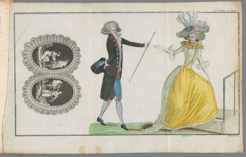 Magasin des Modes Nouvelles Françaises et Anglaises, 30 April 1788, 3rd Year, 17th notebook, Pl. 1, 2 and 3, A.B. Duhamel, 1788 Canvas Print