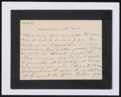 Letter to Andries Bonger, Camille Redon, 1909 Canvas Print