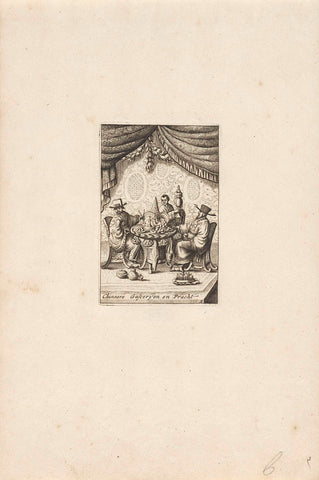 Chinese people at a set table, Pieter Schenk (I) (possibly), 1682 - 1711 Canvas Print