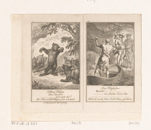 Two scenes from Gellert's Fables, Daniel Nikolaus Chodowiecki, 1776 Canvas Print