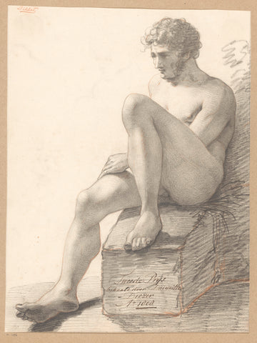 Seated male nude, seen from the front (2nd prize 1808), Jean Augustin Daiwaille, 1808 Canvas Print