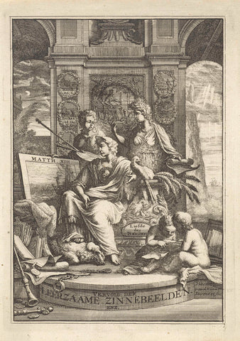 Instructiveness on a throne, Vincent Laurensz. van der Vinne (II), 1758 Canvas Print