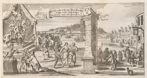 The toll gate at Vianen for the Actionists, 1720, anonymous, 1720 Canvas Print