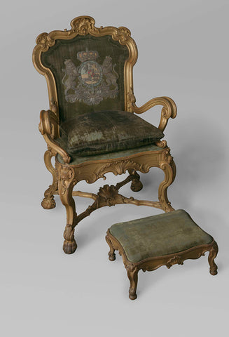 Stadtholder’s chair and footstool, weduwe Jan Baptist Xavery (attributed to workshop of), 1747 - 1748 Canvas Print