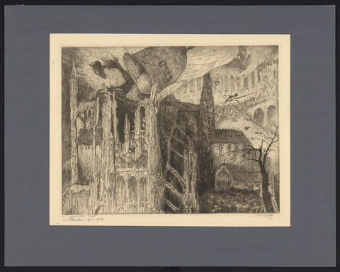 In 't gem martyrelde land, Vlaanderen 1914-1918, is in a compilation album dedicated to J.H. van Eeghen in 1918 by Belgian Visual Artists, Jules De Bruycker, 1880 - 1945 Canvas Print