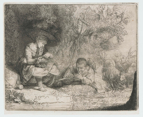 The Flute-player, Rembrandt van Rijn, 1642 Canvas Print