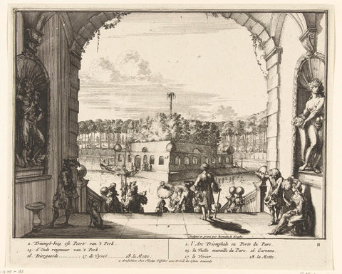 Gate and pond in the park of Enghien, Romeyn de Hooghe, 1685 Canvas Print