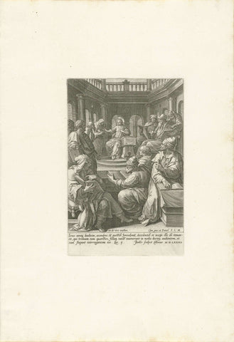 Christ in the midst of the teachers, Johann Sadeler (I), 1582 Canvas Print