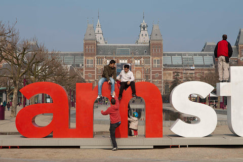 South façade as seen from Museumplein, in the foreground part of the logo I AMSTERDAM, 2007 Canvas Print