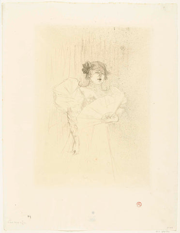 Portrait of actress Luce Myrès with fan, Henri de Toulouse-Lautrec, 1895 Canvas Print