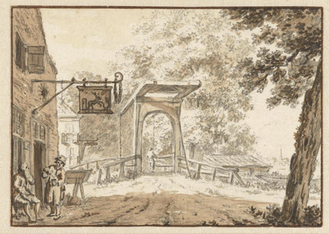 Inn for a bridge, Jacob Cats (1741-1799), 1765 Canvas Print