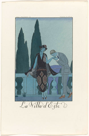 Falbalas and Fanfreluches: almanac of present, past & future fashions for 1923, 2nd year: La Villa d'Este / France XXe siècle, George Barbier, 1923 Canvas Print