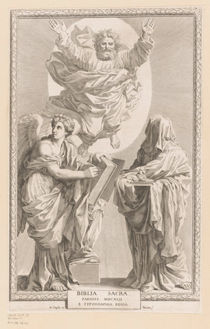 God with personification of History and Prophecy, Claude Mellan, 1642 Canvas Print