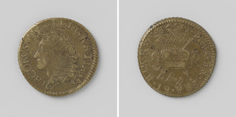 Emergency coin of a half crown of siege of James II, King of England, from August 1690, anonymous, 1690 Canvas Print