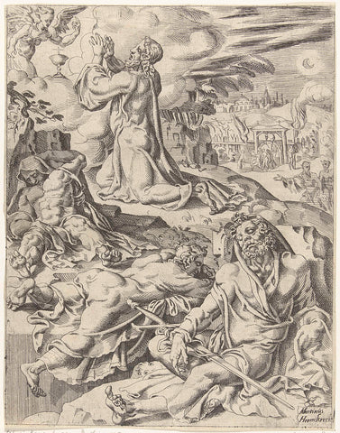 Christ in the Garden of Gethsemane, Dirck Volckertsz. Coornhert (attributed to), 1548 Canvas Print