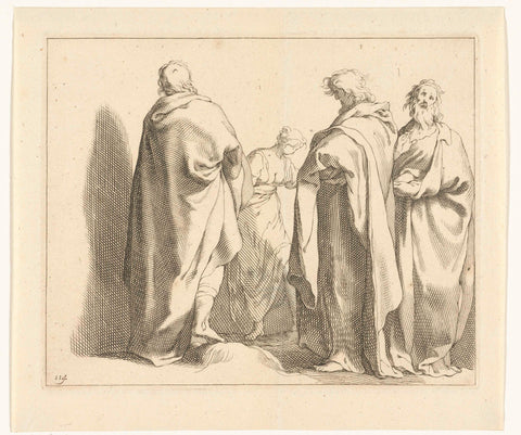 Three men and a woman, Frederick Bloemaert, c. 1650 - c. 1700 Canvas Print