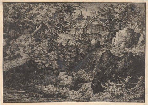 Watermill near a waterfall, Allaert van Everdingen, 1631 - 1675 Canvas Print