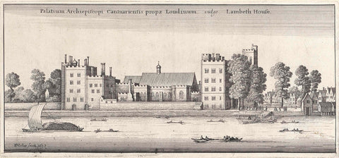 Lambeth Palace in London, as seen from the Thames, Wenceslaus Hollar, 1647 Canvas Print