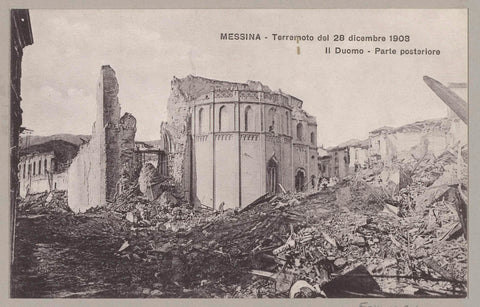 Ruins of Messina Cathedral after the earthquake of December 28, 1908, anonymous, in or after 1908 - in or before 1910 Canvas Print