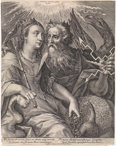 Jupiter and Juno, Crispijn van de Passe (I), 1589 - 1611 Canvas Print