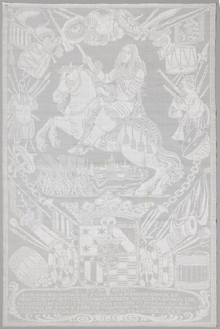 Napkin with an equestrian portrait and the coat of arms of Don Juan Domingo de Zuñiga y Fonseca, Count of Monterey, anonymous, 1667 Canvas Print