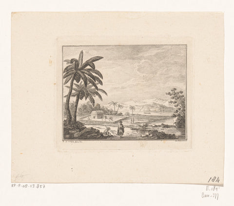 Landscape on Tahiti, Daniel Nikolaus Chodowiecki, 1777 Canvas Print