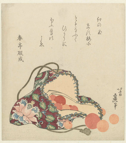 Beads of quartz with a bag of brocade, Katsushika Hokusai, c. 1890 - c. 1900 Canvas Print