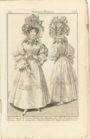 Journal des Dames et des Modes 1829, Costumes Parisiens (2708), anonymous, 1829 Canvas Print