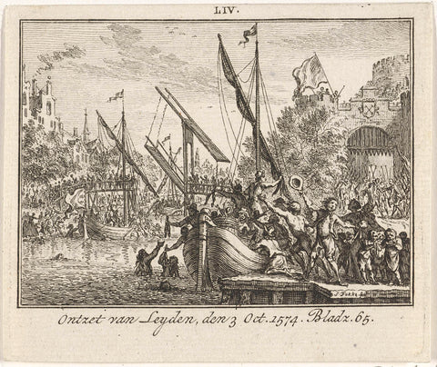 Ontzet van Leiden, 1574, Simon Fokke, 1752 - 1782 Canvas Print