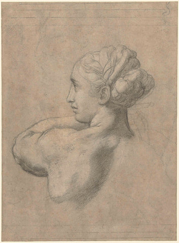 Study of the Head and Left Shoulder of a Woman, Rafaël, 1519 - 1520 Canvas Print