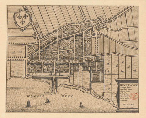 Map of Beverwijk, anonymous, 1657 - 1690 Canvas Print