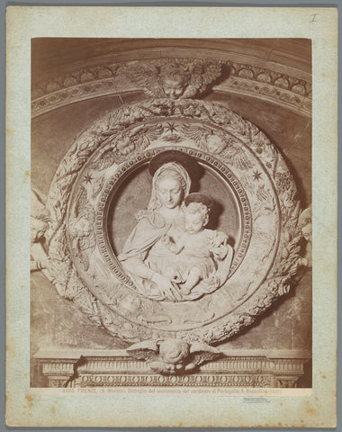 Bust of Mary with Child on the monument to Jacob van Coimbra in the San Miniato in Florence, anonymous, c. 1875 - c. 1900 Canvas Print