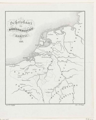 Map of the Burgundian kreits, 1512, Willem Jacob Hofdijk, 1853 - 1861 Canvas Print