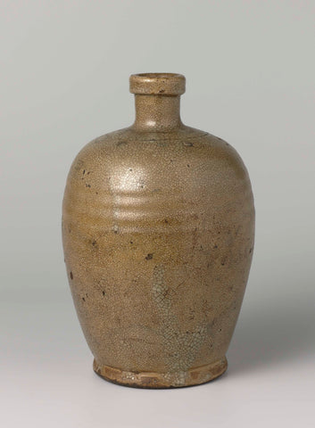 Ovoid bottle with a lightbrown glaze, anonymous, c. 1700 - c. 1799 Canvas Print