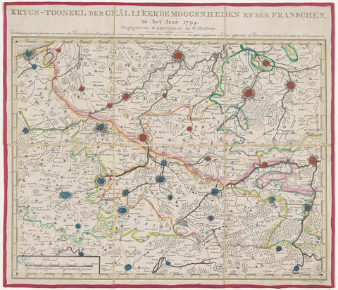Map of the war theatre in the Austrian Netherlands, 1794, Antoni Zürcher, 1794 Canvas Print