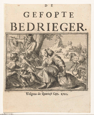 Title page for the pamphlet: De Gefopte Bedrieger, 1702, Romeyn de Hooghe, 1702 Canvas Print